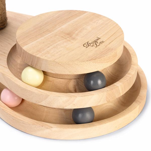 Kratzbaum Holz Designed by Lotte Inez 2 in 1 - Katzenspielzeug und Kratzsäule